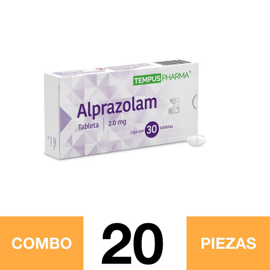 ALPRAZOLAM 2.0 MG 30 TABLETAS GENÉRICO INV FARMA RX.(COMBO 20 PZA)📦