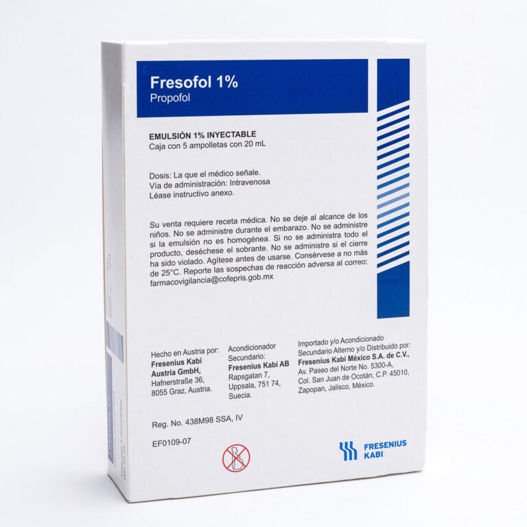 FRESOFOL 1 % CAJA 5 AMPOLLETAS C/ 20ML